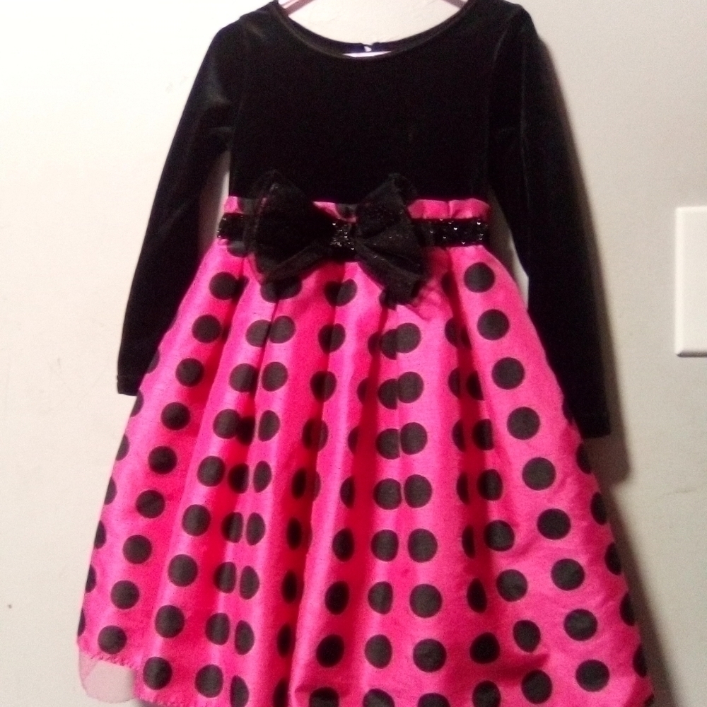 YOUNGLAND girls holiday party dress. Red and black with black polka dots. Size 5